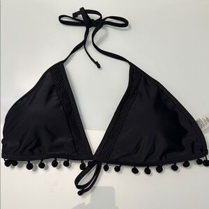 Black Bikini Top with PomPoms